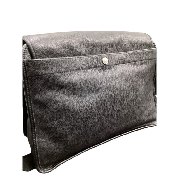 Vintage Longchamp Bag Unisex One Size Pebbled Leather Messenger Bag Black - Picture 3 of 10